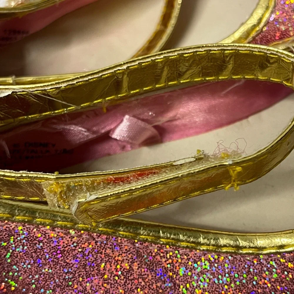Disney Princess Aurora Sleeping Beauty Pink Glitter Dress Up Shoes Kids Size 7/8